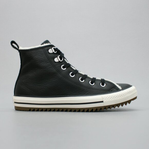 Converse Ladies 8 CTAS Hiker Boots Black Leather Fleece Lining Sneakers Shoes - Picture 4 of 12